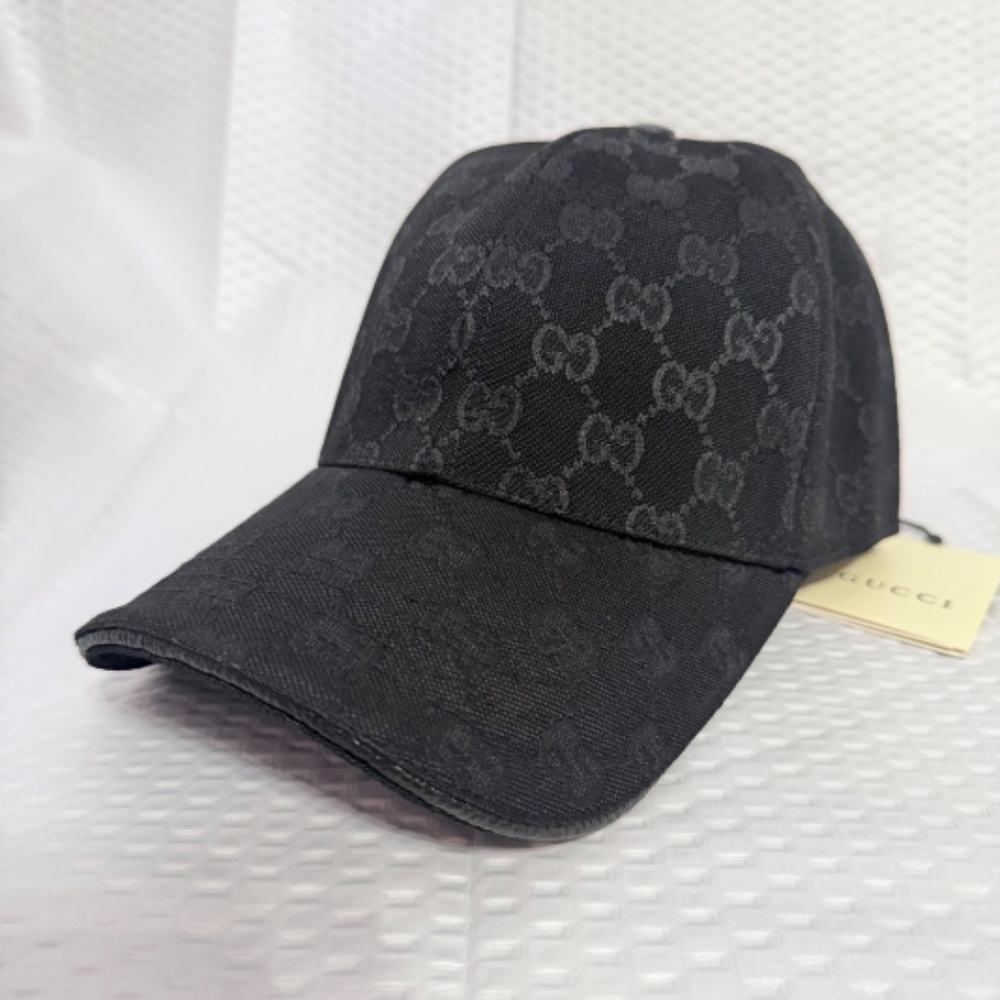 GUCCI GG RIPSTOP BASEBALL HAT BLACK MONOGRAM UNISEX SIZE M/L ADJUSTABLE - Picture 2 of 5